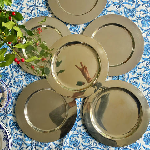 6 assiettes de présentation métal argenté