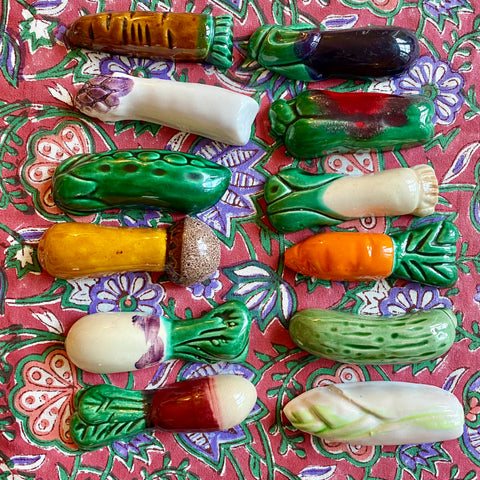 12 porte couteaux légumes céramique vintage