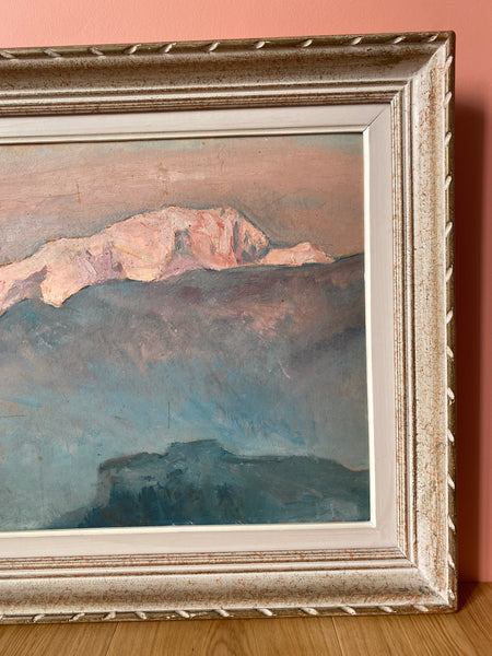 Peinture à l’huile Le mont Blanc signé A.Romand